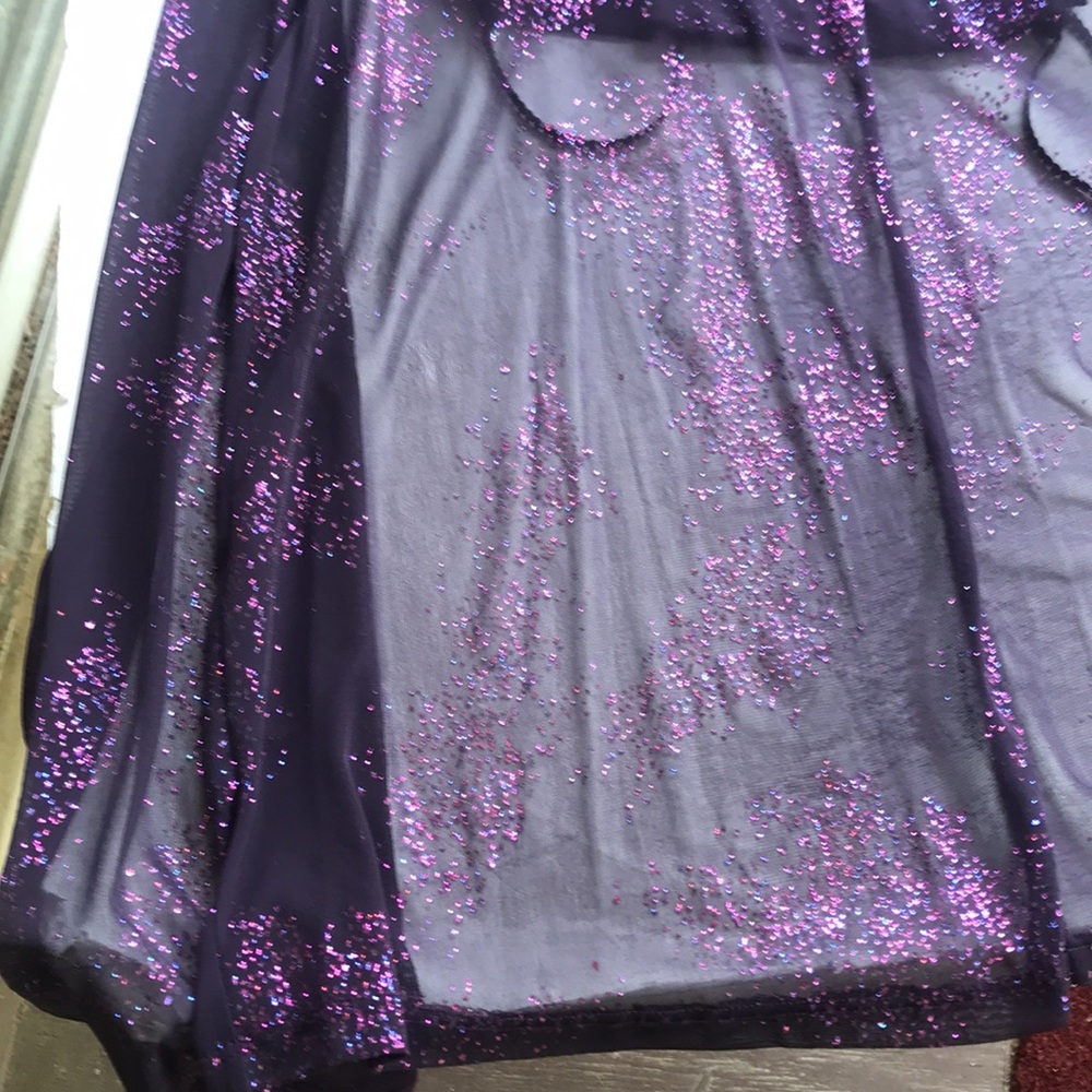 Vintage Y2K 90s Dress Purple Glitter Cowneck Sparkle Party Formal Cocktail HiLo - Picture 13 of 17